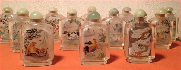 AlteSnuff Bottles, 12 Tierkreiszeichen ,  20.Jh.,12er Set,