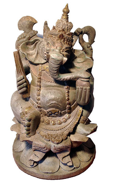 Verkauft / Sold out ! !Alte Ganesha Holzstatue 19.Jh./Indien