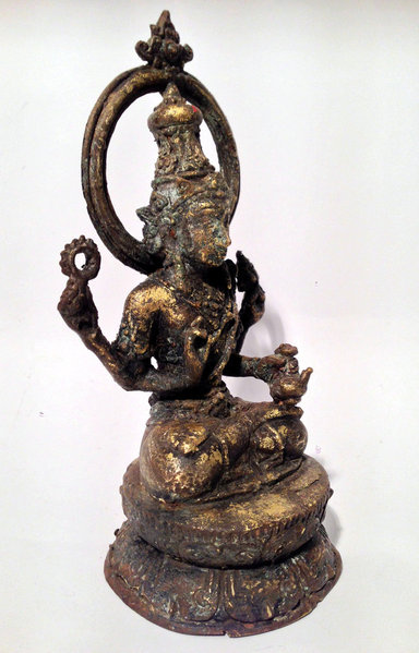 Indischer Shiva  mit Strahlenkranz Bronze Statue ( 19. Jh. )