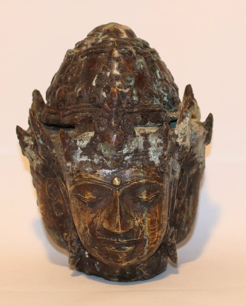 Alter Indischer Shiva Bronze Kopf 19. Jh. Indien
