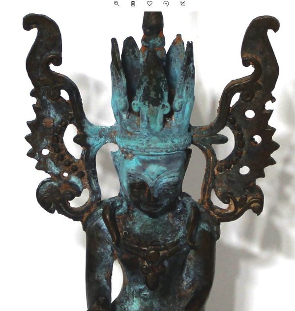Antiker Bronze Buddha /Gekrönter Shan Burma Buddha / Jambupati  16.-17. Jh.