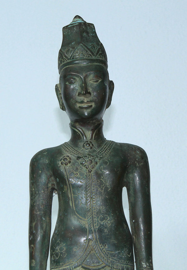 Alte Bronze Statue / Wächterstatue / Java Man / 19.Jh.